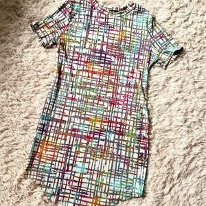 Love Rainbow Crosshatch Abstract Pride Casual Colorful Dopamine LGBTQ Dress